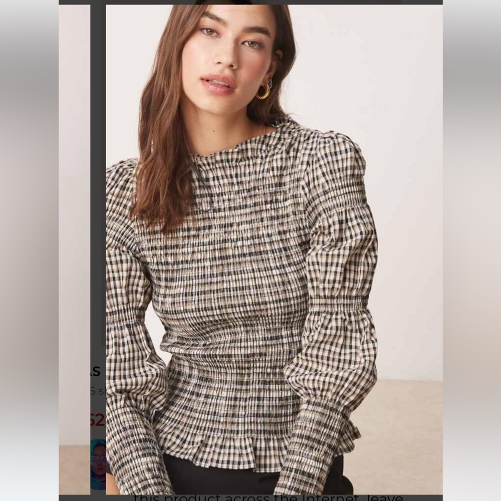 Yas plaid top with smocking